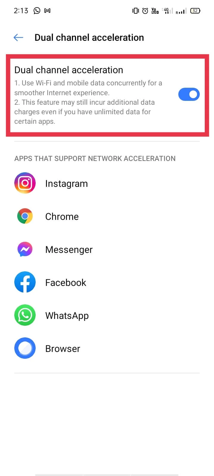 pastikan Akselerasi saluran ganda 'dihidupkan' | Cara Mengirim MMS melalui Wi-Fi