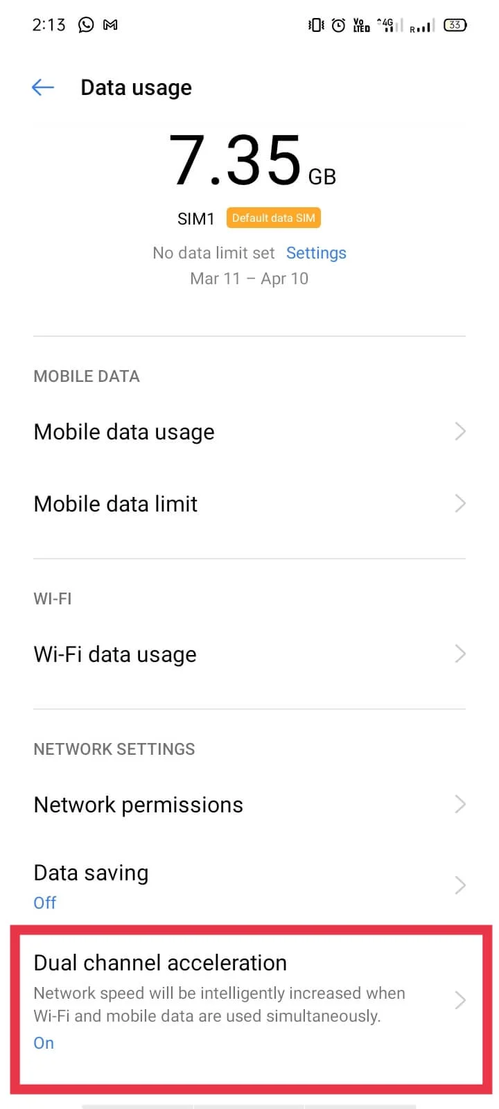 Di bawah bagian ini, temukan dan pilih Akselerasi Saluran Ganda.