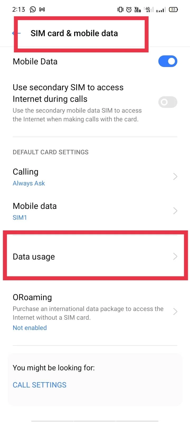 Ketuk Penggunaan data. | Cara Mengirim MMS melalui Wi-Fi