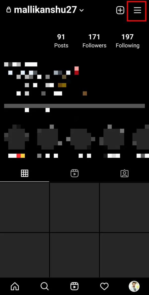 Maintenant, appuyez sur le menu "trois tirets" disponible dans le coin supérieur droit de votre écran.