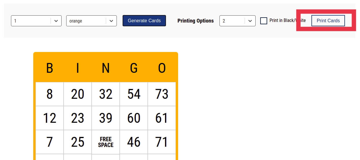 Acum, imprimați cardurile pe care le-ați generat cu ajutorul opțiunii „Print Cards”.