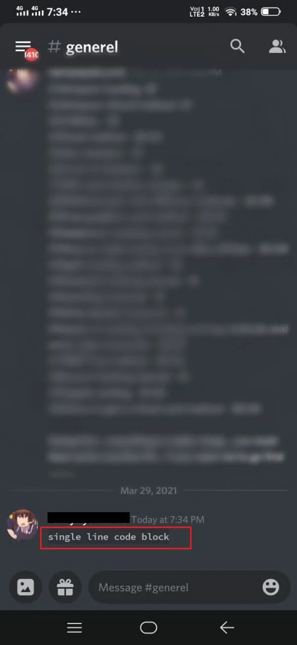 Pour créer un bloc de code sur une seule ligne, il vous suffit de taper (`)