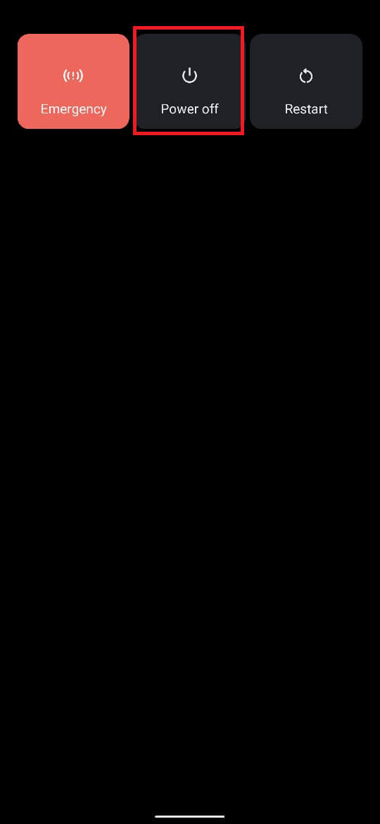 appuyez sur le bouton d'alimentation et maintenez-le enfoncé jusqu'à ce que l'option de redémarrage et de mise hors tension apparaisse.