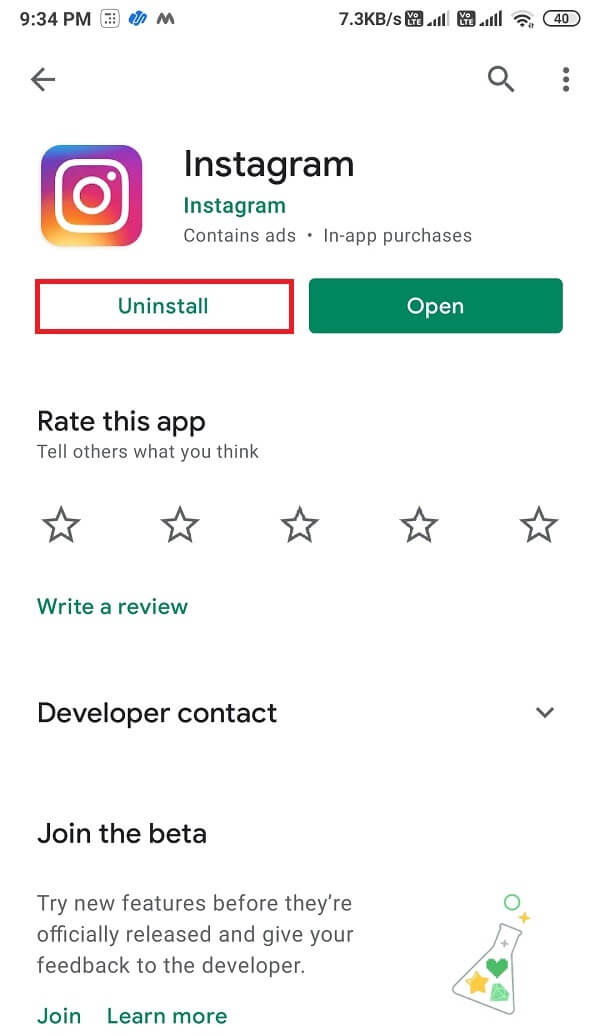 Ouvrez l'application et appuyez sur Désinstaller