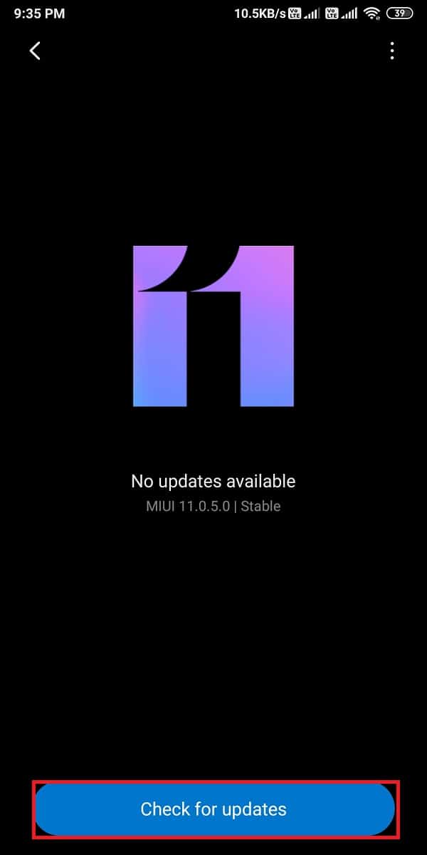 Appuyez sur vérifier les mises à jour | Réparer Instagram DM ne fonctionne pas