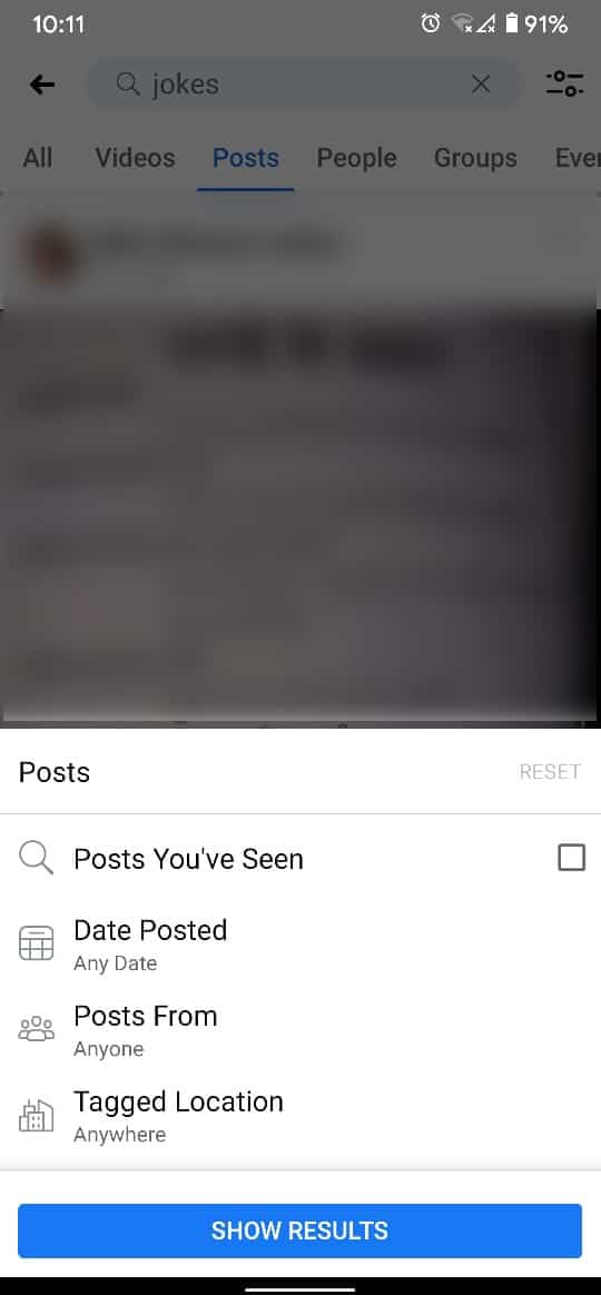 Ajustez les filtres en fonction de vos préférences et appuyez sur Afficher les résultats