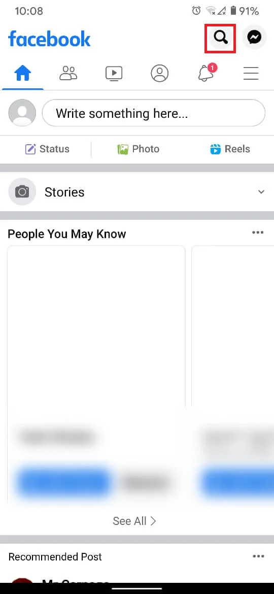 Appuyez sur la loupe dans le coin supérieur droit