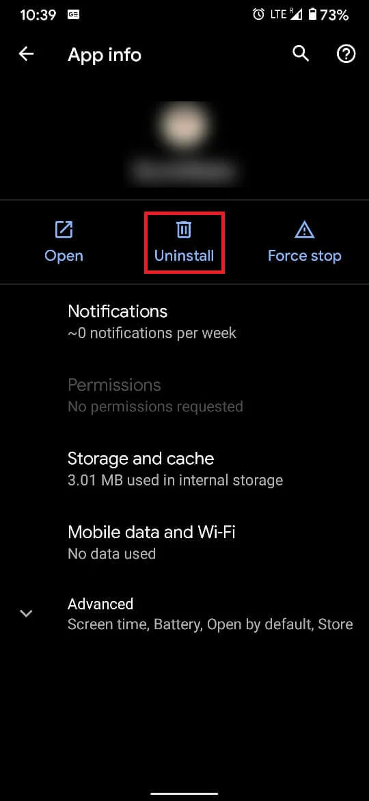 Appuyez sur Désinstaller pour supprimer l'application de votre appareil Android.