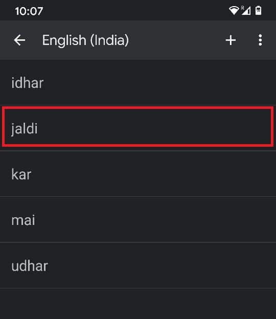 Atingeți cuvântul pe care doriți să-l ștergeți din dicționar