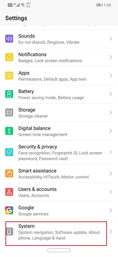 Atingeți fila Sistem | Cum să ștergeți cuvintele învățate de pe tastatură pe Android