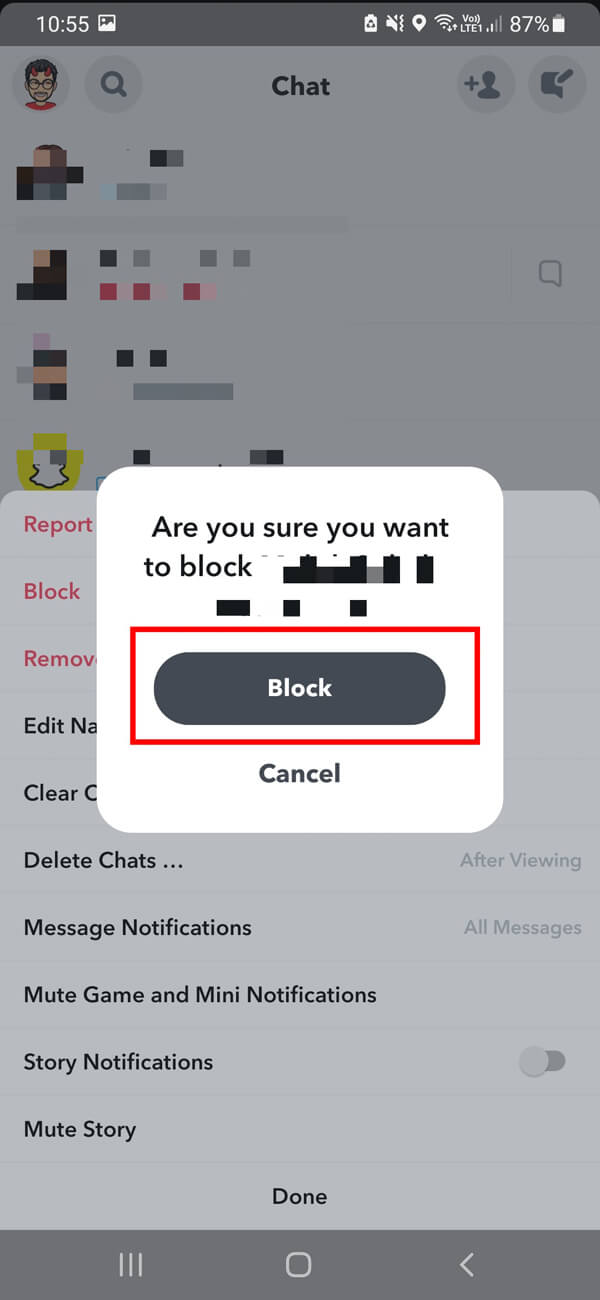 appuyez sur la case de confirmation. | Comment supprimer des messages sur Snapchat