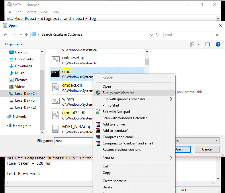 deschide cmd în SrtTrail