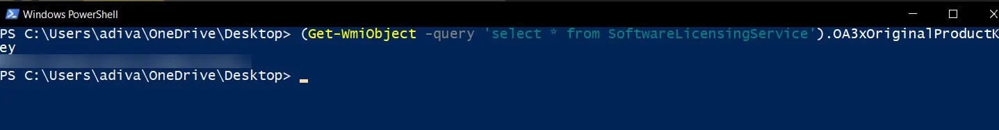 Untuk Menemukan Kunci Anda, ketik kode di jendela perintah | Temukan Kunci Produk Windows 10 Anda