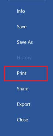 Dans les options, cliquez sur Imprimer
