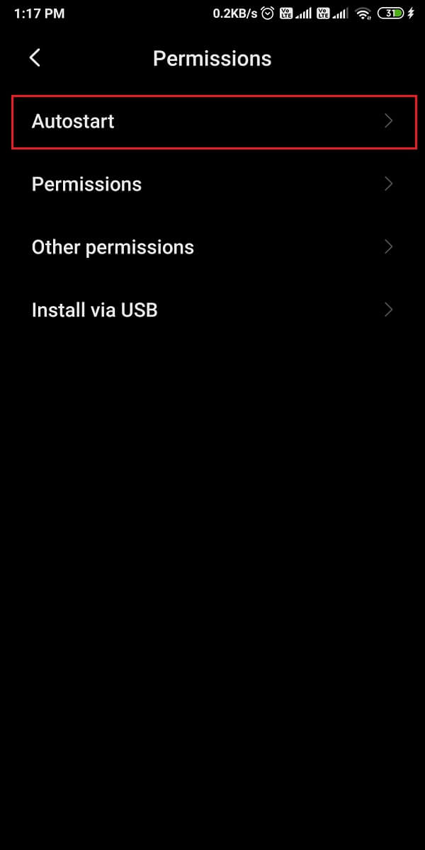 appuyez sur AutoStart pour afficher la liste des applications qui peuvent démarrer automatiquement sur votre appareil.