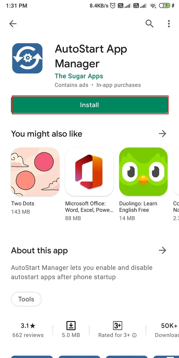 Dirigez-vous vers le Google Play Store et installez "Autostart app manager" par les applications de sucre.