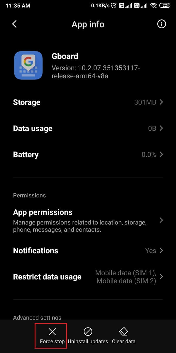 Enfin, appuyez sur "forcer l'arrêt" ou "désactiver". L'option peut varier d'un téléphone à l'autre.