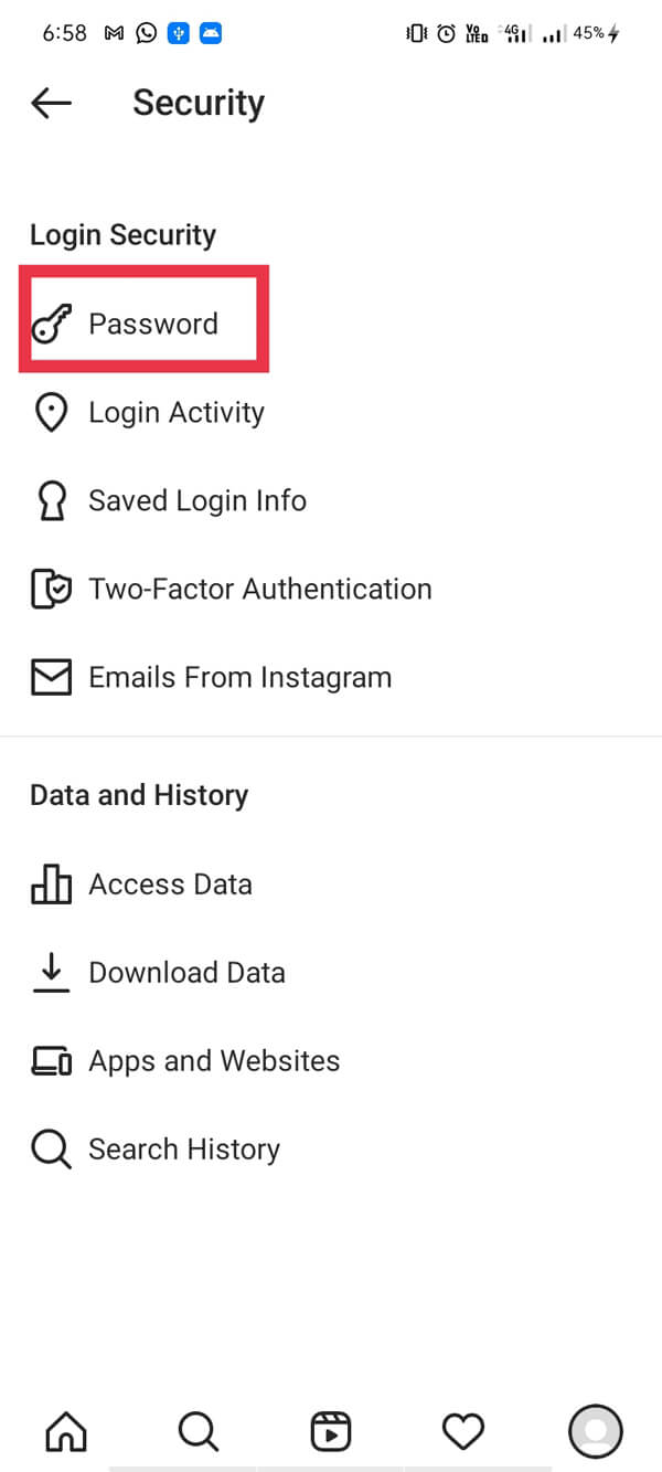 В меню «Безопасность» выберите «Пароль».