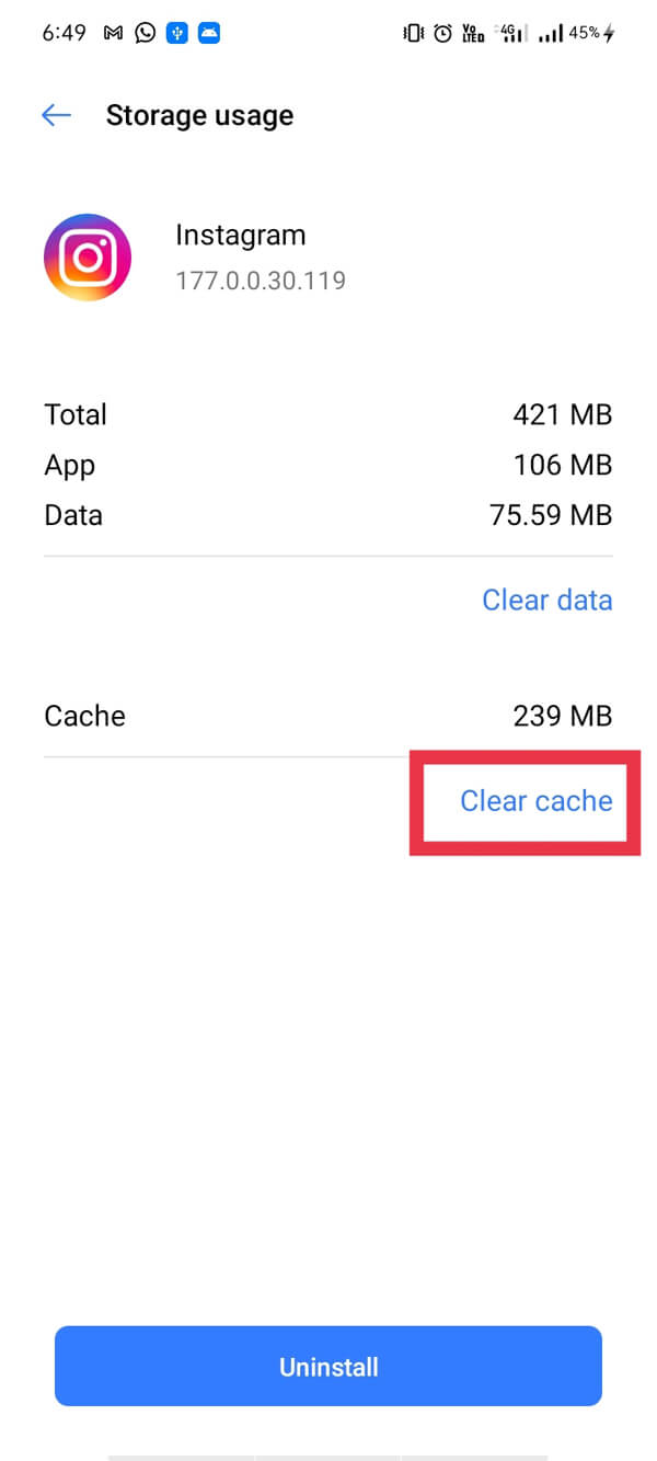 Теперь нажмите на кнопку «Очистить кеш».