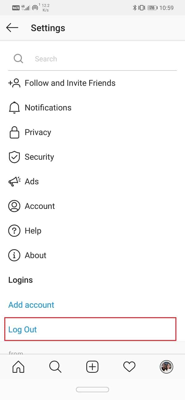 Нажмите «Выход», а затем нажмите «Подтвердить» | Как исправить ошибку «Повторить попытку позже» в Instagram