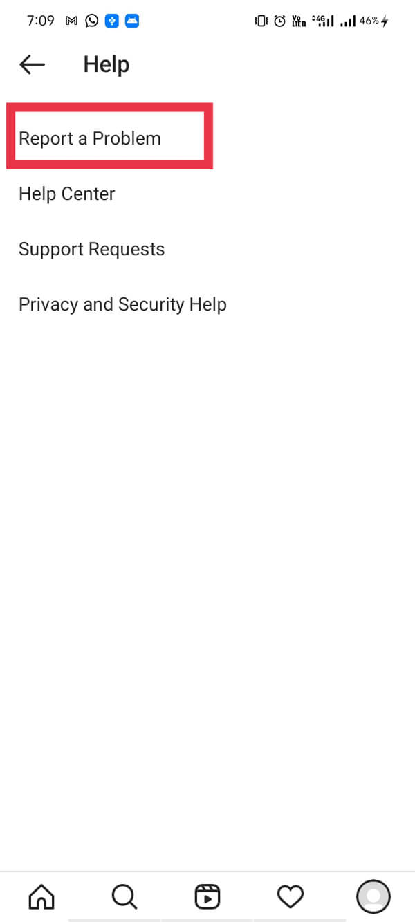 Нажмите на опцию «Сообщить о проблеме» и следуйте дальнейшим инструкциям. | Как исправить ошибку «Повторить попытку позже» в Instagram