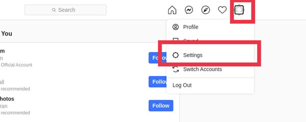 Из списка выберите «Настройки». | Как исправить ошибку «Повторить попытку позже» в Instagram