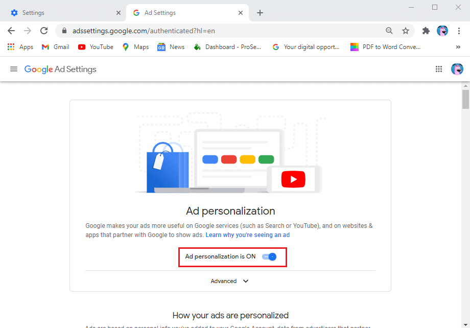Désactivez la bascule pour la personnalisation des annonces | Comment se débarrasser des publicités sur votre téléphone Android