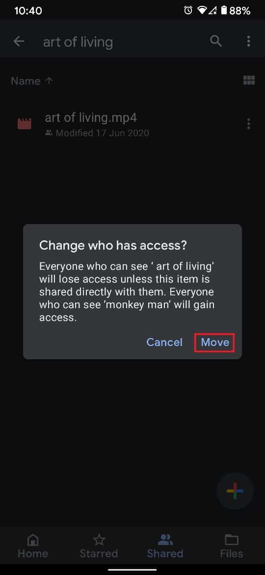 Appuyez sur "Déplacer" pour terminer le processus. | Comment déplacer des fichiers d'un Google Drive à un autre