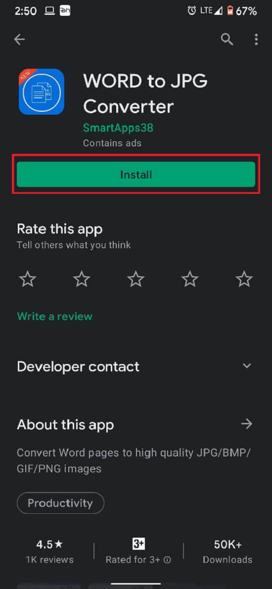 Téléchargez l'application de conversion Word en JPG depuis Play Store | Comment convertir Word en JPEG