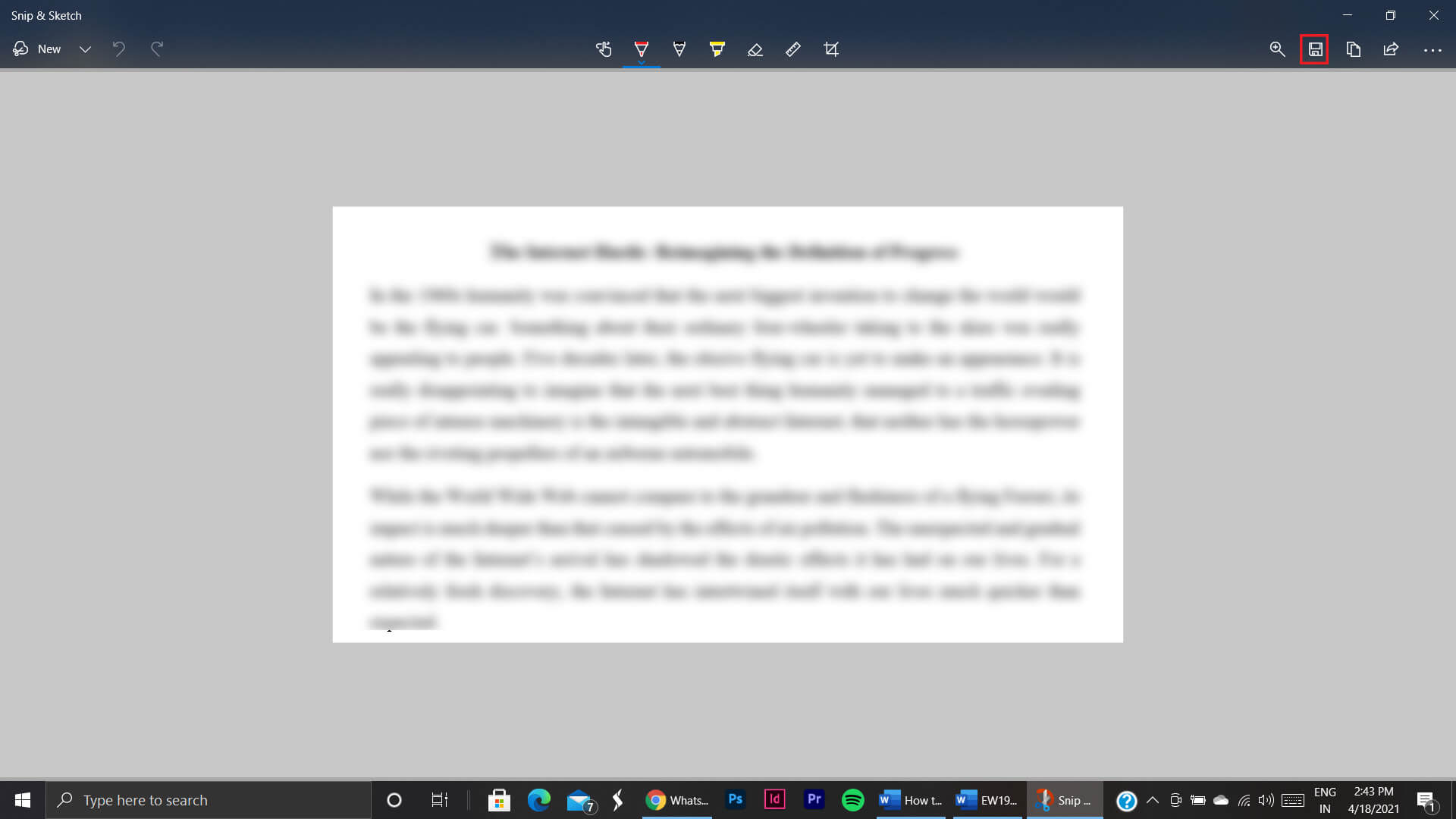 Apportez des modifications à l'image, puis cliquez sur le bouton Enregistrer dans le coin supérieur droit