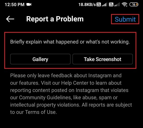Atingeți Trimiteți după ce ați explicat pe scurt problema.