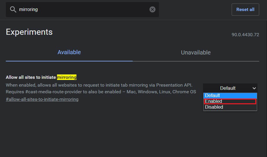 Modifiez les paramètres sur activé | Correction de la source Chromecast non prise en charge