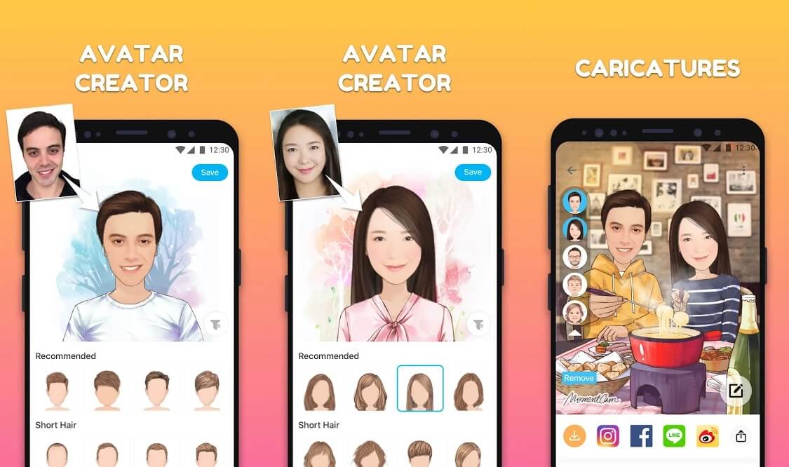 Dessins animés et autocollants MomentCam