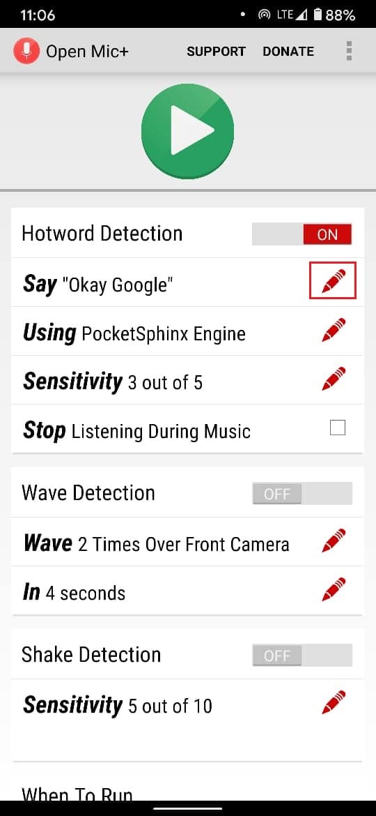 Appuyez sur l'icône du crayon pour changer le mot de réveil | Comment changer le mot de réveil de Google Home