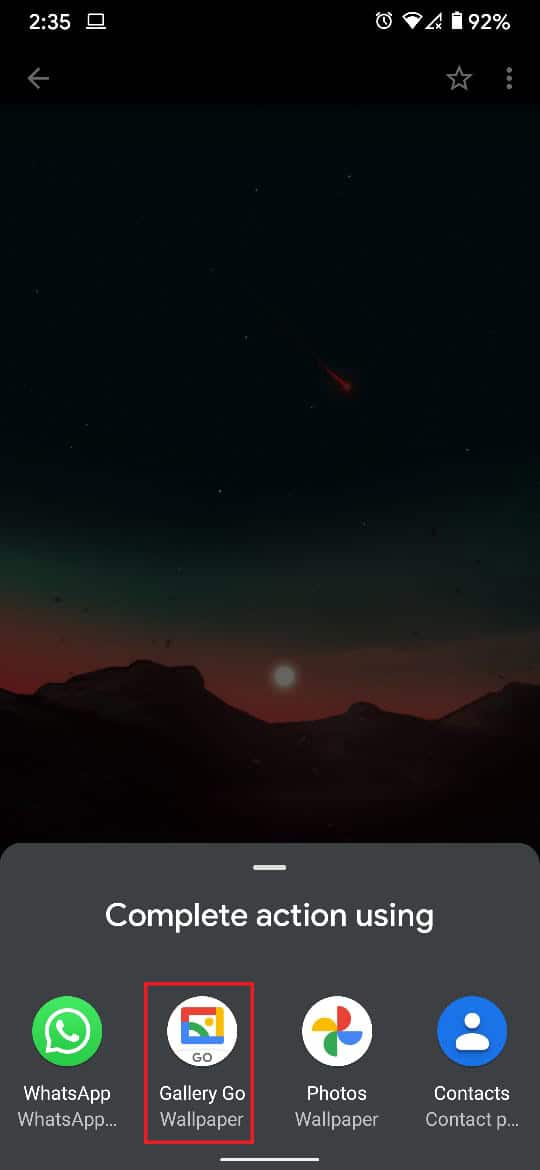 点击显示您的画廊应用程序并显示壁纸的选项