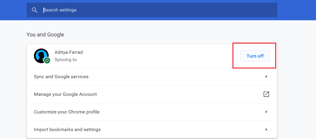 Désactiver Google Sync sur Chrome Desktop