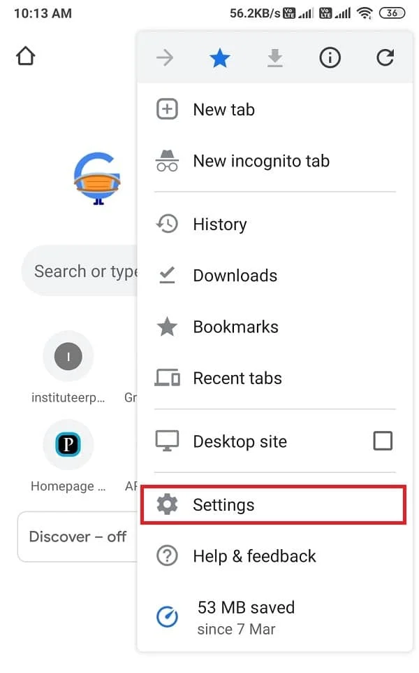 Cliquez sur Paramètres