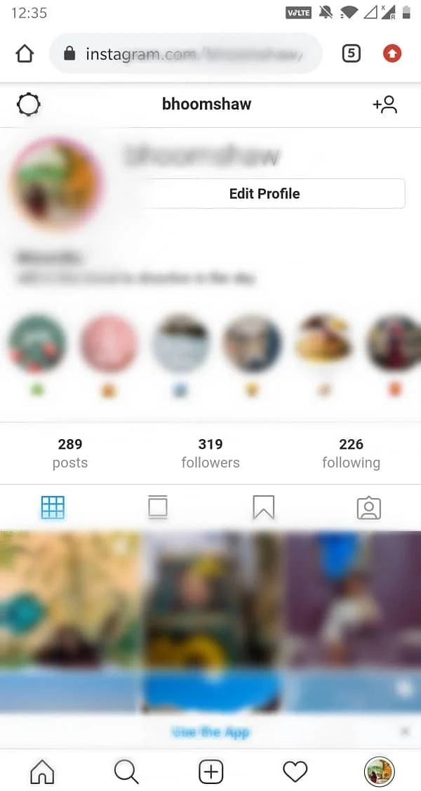 Connectez-vous à votre compte Instagram sur votre navigateur.