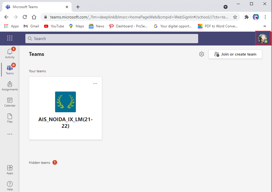 Klik ikon profil Anda | Tetapkan status tim Microsoft seperti selalu tersedia