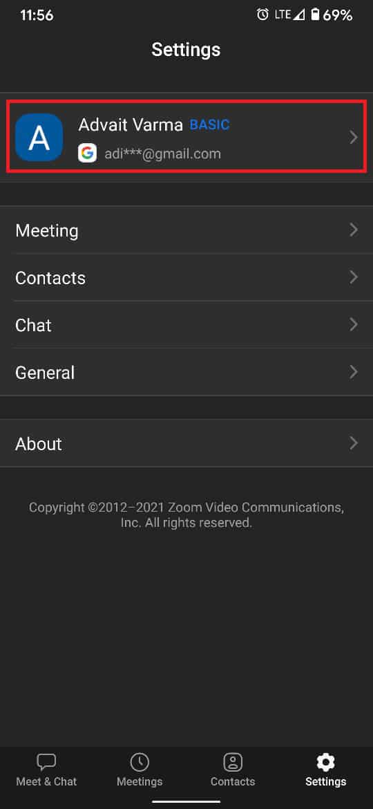 Ketuk opsi pertama di menu pengaturan