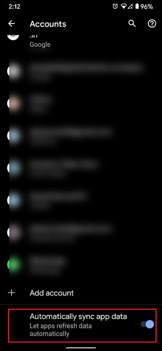 Alihkan sakelar di sebelah Sinkronkan data aplikasi secara otomatis untuk mematikan Sinkronisasi.