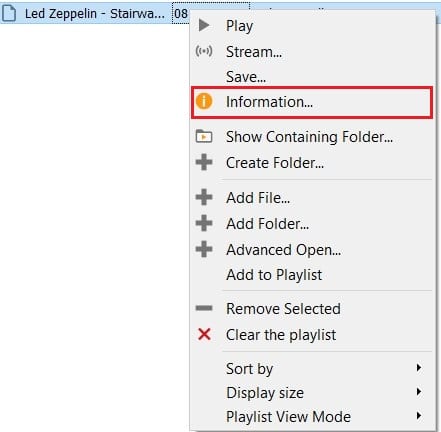 clic droit sur le fichier puis cliquez sur information