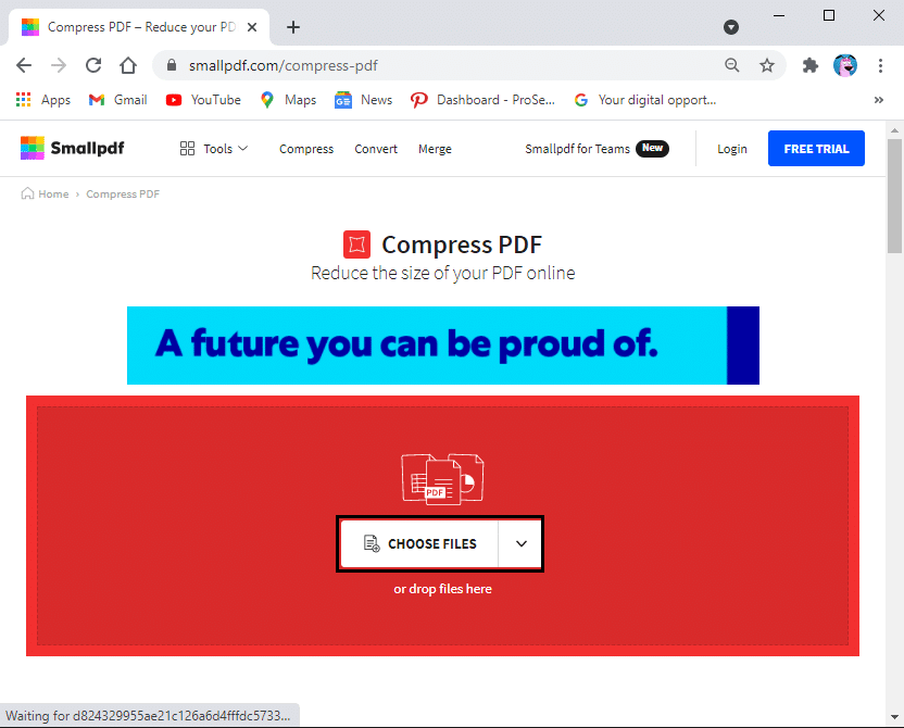Klik pilih file untuk memilih file PDF Anda dari folder Anda