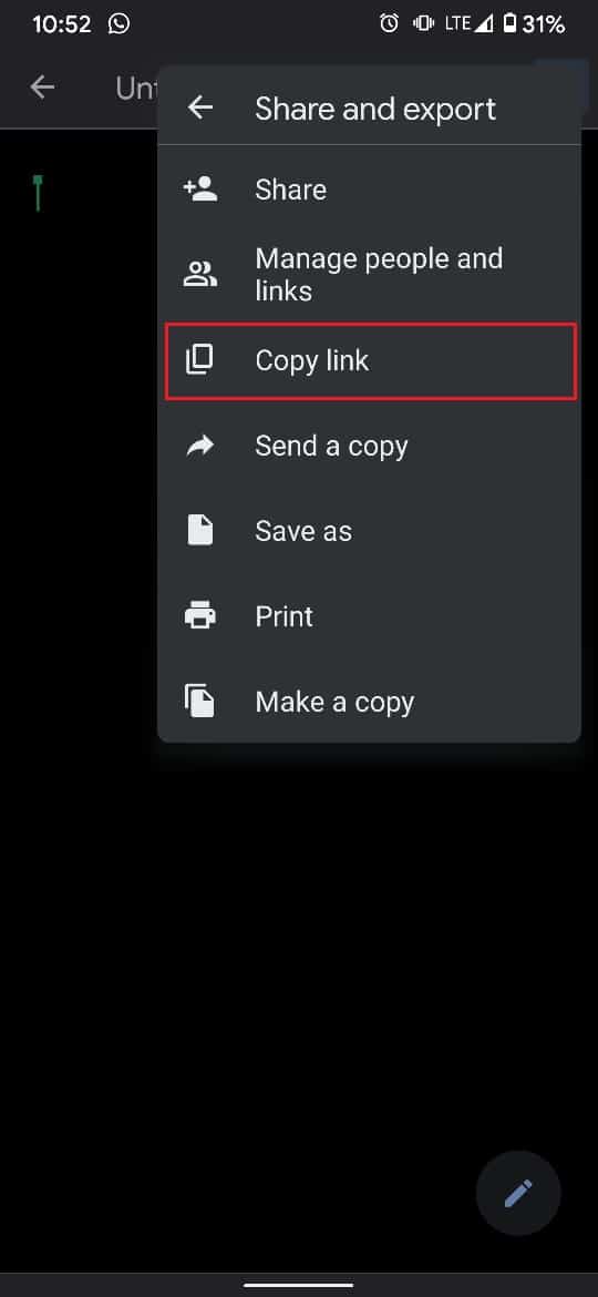 dari daftar opsi, ketuk salin tautan