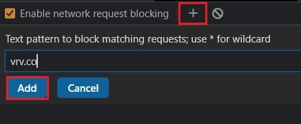 cliquez sur l'icône plus et ajoutez le code vrv.co | Comment bloquer gratuitement les publicités sur Crunchyroll