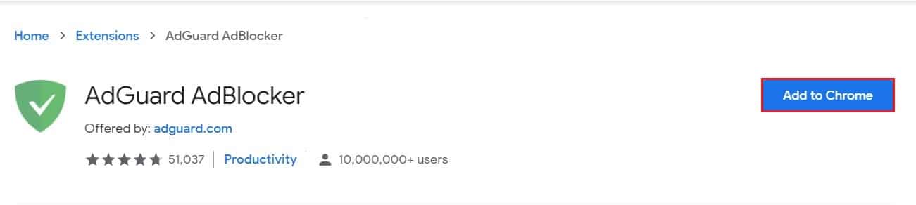 Cliquez sur ajouter à chrome pour ajouter l'extension