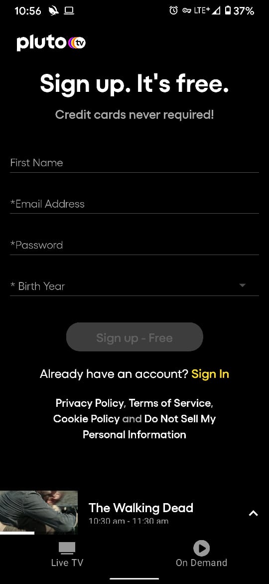 Entrez vos coordonnées pour vous inscrire | Comment activer Pluton TV