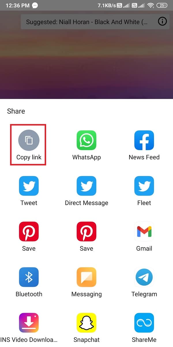 Klik pada tautan Salin
