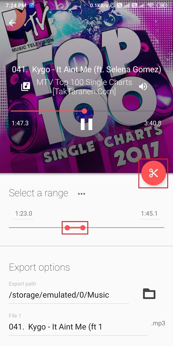 Klik pada ikon Pangkas