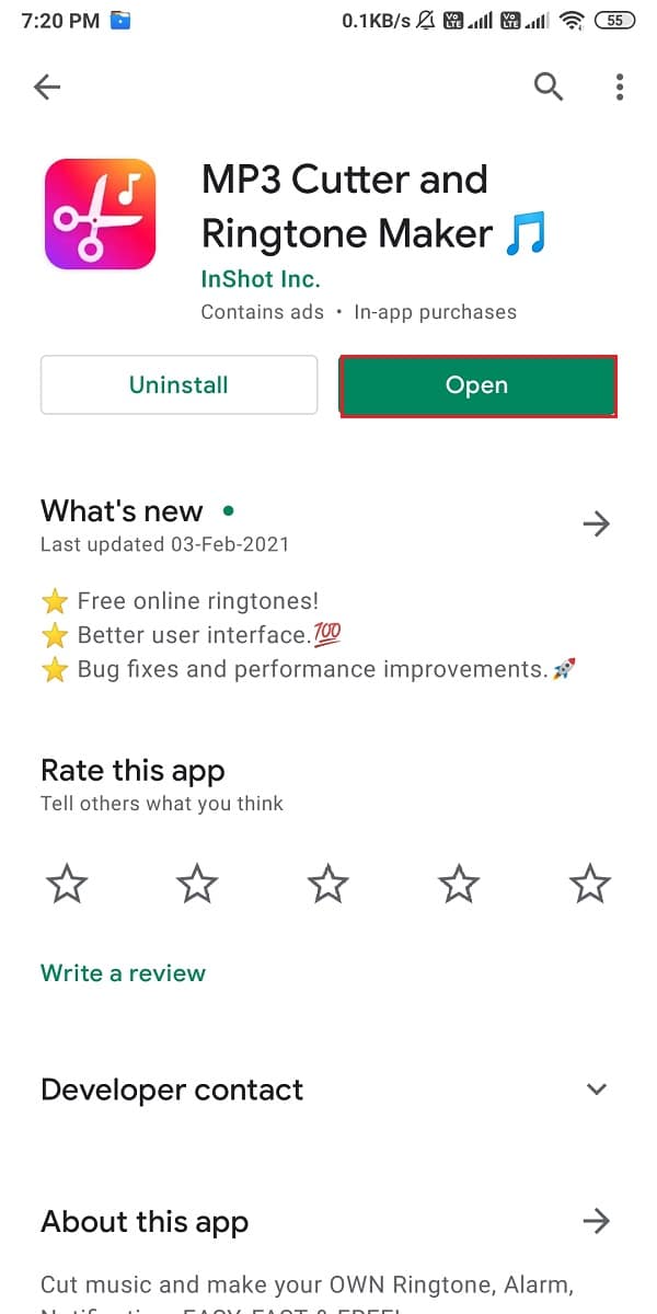 Instal pemotong MP3 dan klik buka
